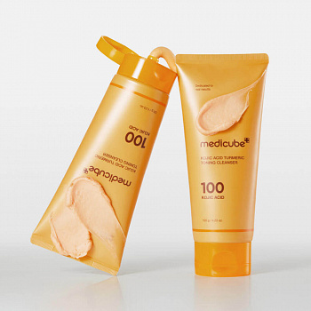 MEDICUBE KOJIC ACID TURMERIC TONING CLEANSER, 120г Пенка для умывания с кислотами