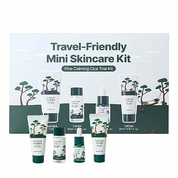 ROUND LAB Travel-Friendly Mini Skincare Kit Pine Calming,Набор миниатюр с экстрактом сосны
