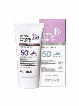 PrettySkin Sun Cream Hydra B5 Exosome Tone Up Purple Corrective Крем солнцезащитный корректирующий с