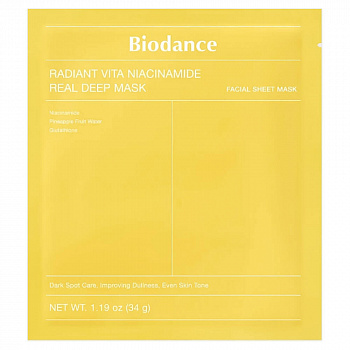 Biodance  Radiant Vita Niacinamide Real Deep Mask Гидрогелевая маска с витамином С и ниацин