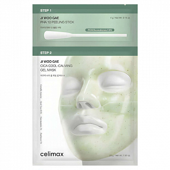 Celimax Ji Woo Gae Cica PHA Peel 2-step Gel Mask, 34g*1ea Двухступенчатый набор против воспалений 