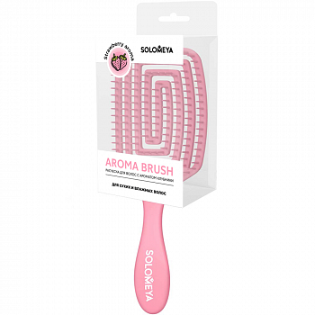 [SOLOMEYA] Расческа для сухих и влажных волос АРОМАТ КЛУБНИКИ лопатка Solomeya Wet Detangler Brush P
