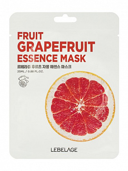 LEBELAGE. Тканевая маска для лица с экстрактом, ГРЕЙПФРУТА, FRUIT GRAPEFRUIT ESSENCE MASK, 25 мл.