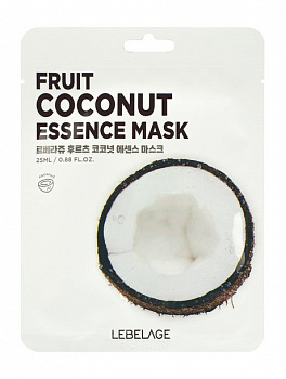 LEBELAGE. Тканевая маска для лица с экстрактом, КОКОСА, FRUIT COCONUT ESSENCE MASK, 25 мл.