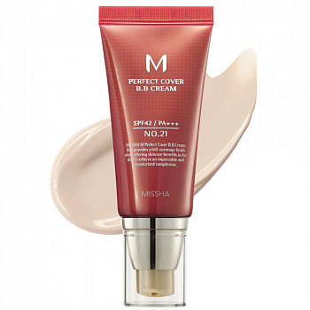 MISSHA M Perfect Cover BB Cream SPF42/PA+++ (No.21/Light Beige) 50ml Тональный ВВ крем для лица #21 